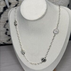 Sterling Silver Italian Coin Station Reversible Design Necklace 24”